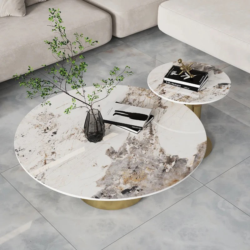 Panda Marble Coffee Table Set of 2