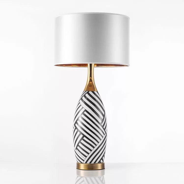 Hilary Striped Ceramic LED Table Lamp - Home Fix Boutique