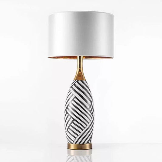 Hilary Striped Ceramic LED Table Lamp - Home Fix Boutique