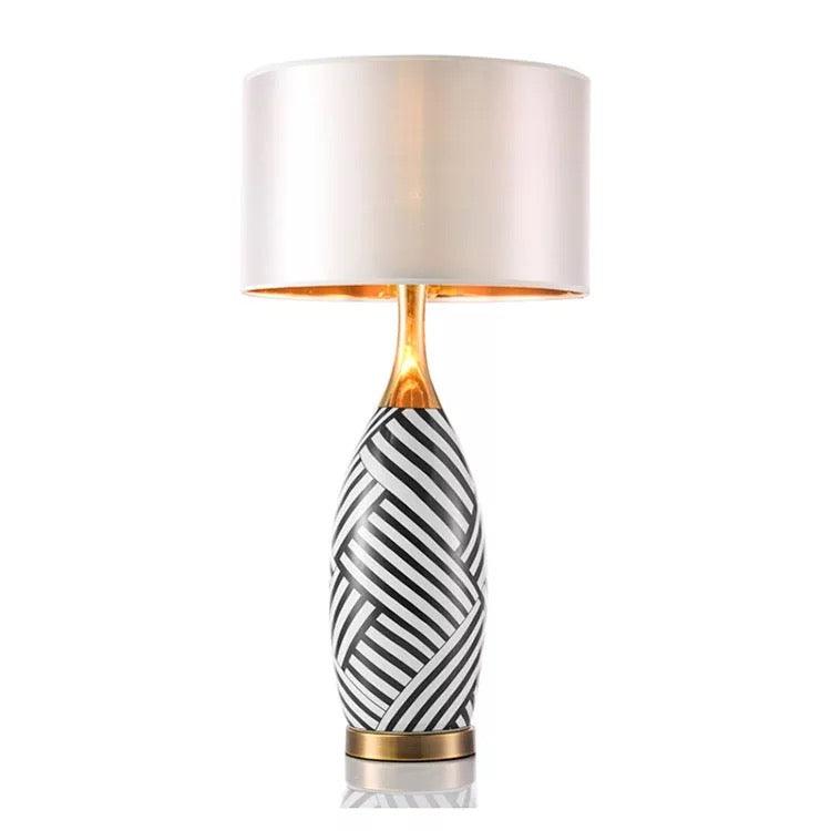 Hilary Striped Ceramic LED Table Lamp - Home Fix Boutique