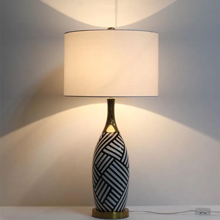 Hilary Striped Ceramic LED Table Lamp - Home Fix Boutique