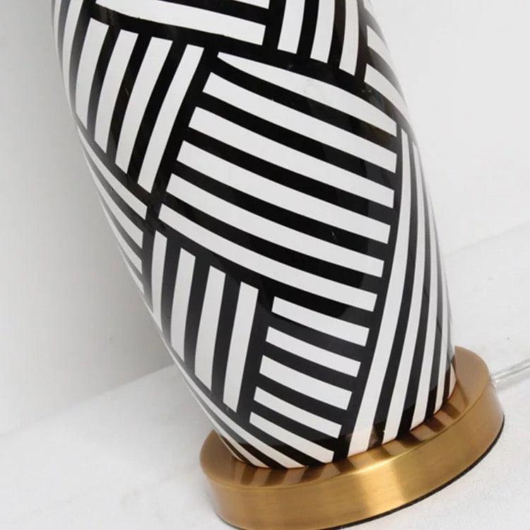 Hilary Striped Ceramic LED Table Lamp - Home Fix Boutique