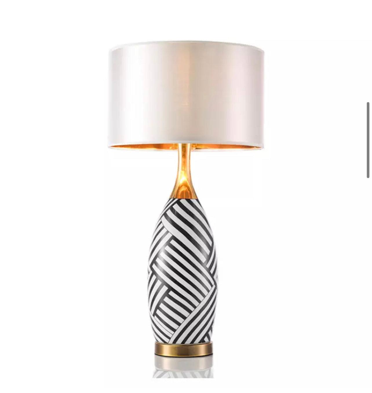 Hilary Striped Ceramic LED Table Lamp - Home Fix Boutique