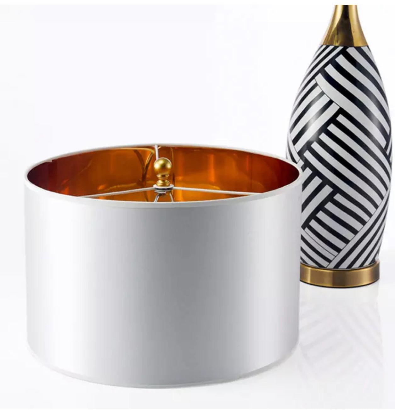 Hilary Striped Ceramic LED Table Lamp - Home Fix Boutique