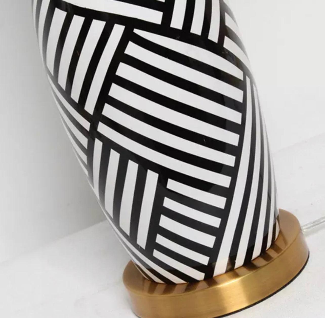 Hilary Striped Ceramic LED Table Lamp - Home Fix Boutique