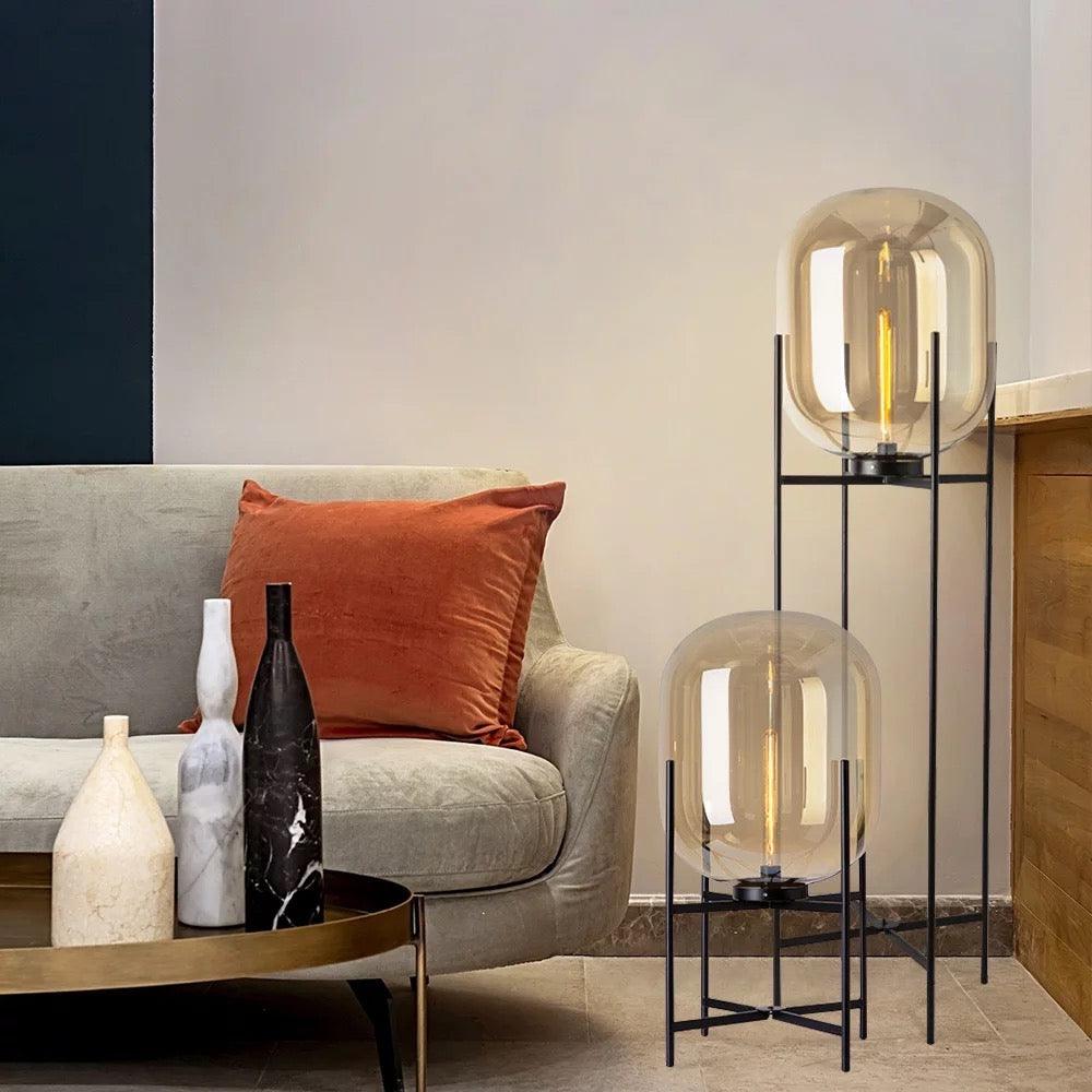 Tommy Industrial Glass Glow Floor Lamp - Home Fix Boutique