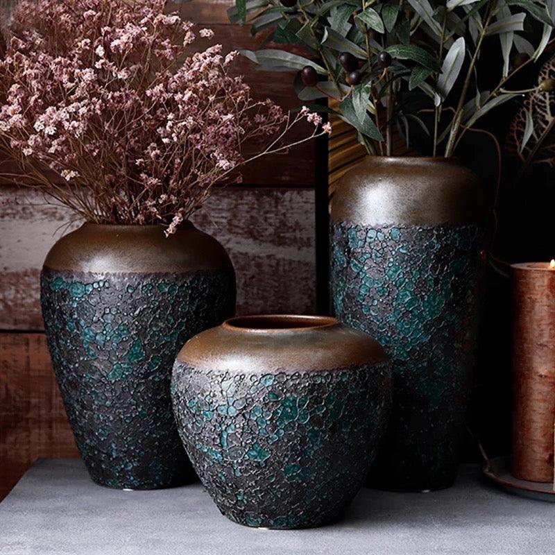 Black Rustic Home Large Vases - Home Fix Boutique