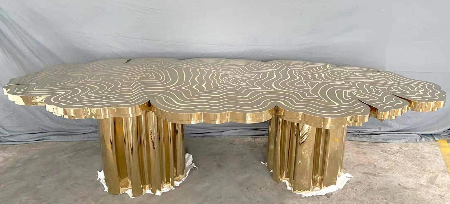 HFB Luxury Brass Dining Table - Home Fix Boutique