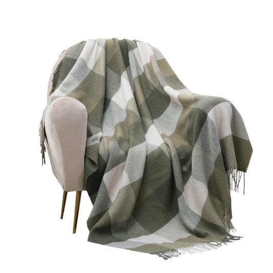 Plaid Wool Throw blanket - Home Fix Boutique