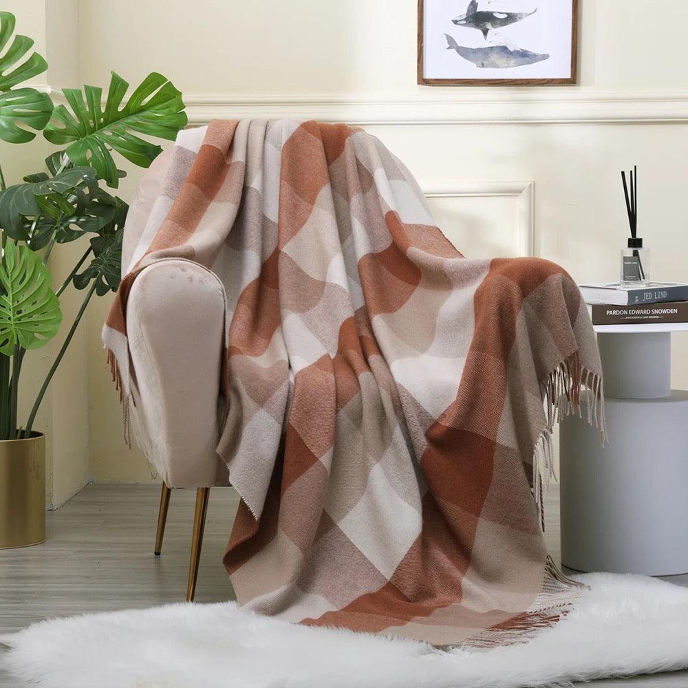 Plaid Wool Throw blanket - Home Fix Boutique